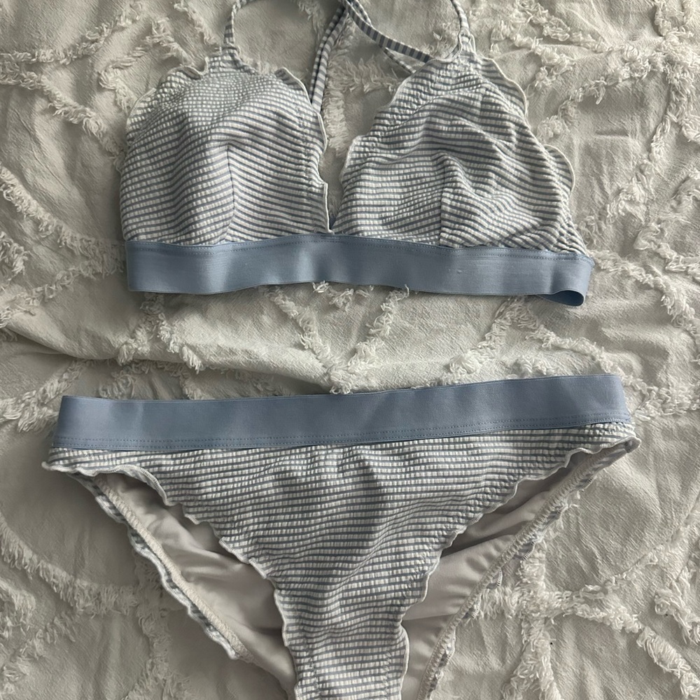 H&M Light Blue and White Bikini Set